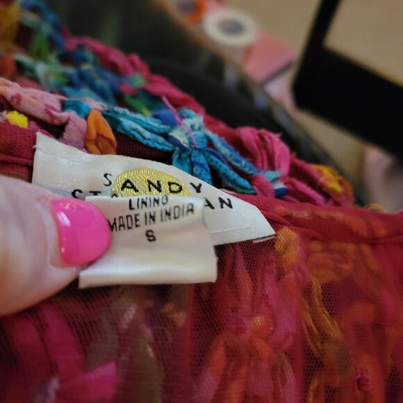 Sandy Starkman Jacket Size Small Women Pink Knotted Weave Fringe Boho India - Picture 11 of 12